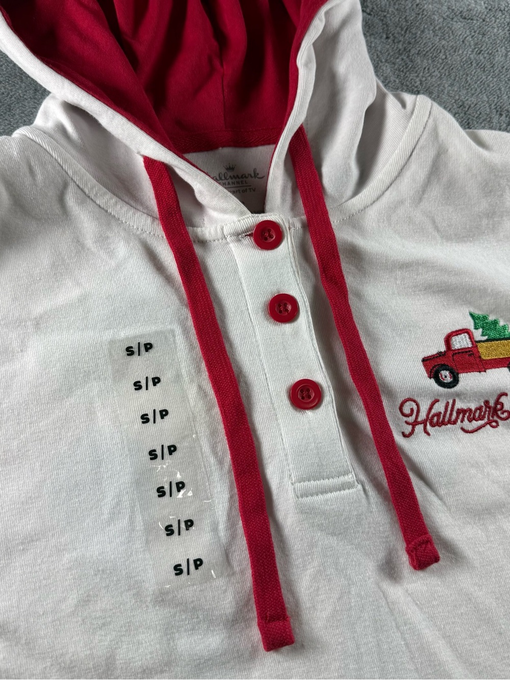 Hallmark Channel Movie Watching Hoodie Size S White Embroidered Christmas Truck